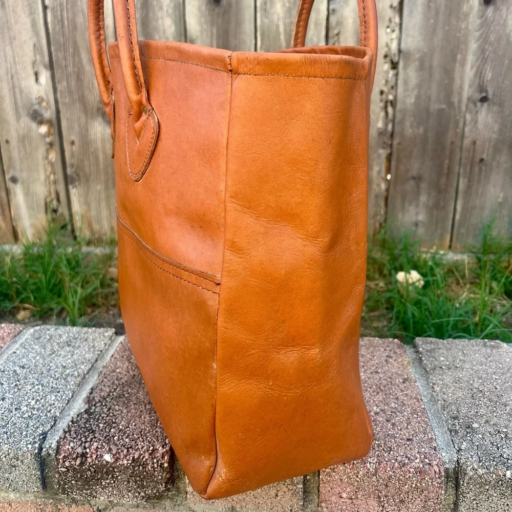 Rare Vintage LL Bean 70s Leather Carryall Bag Tote - Picture 13 of 14